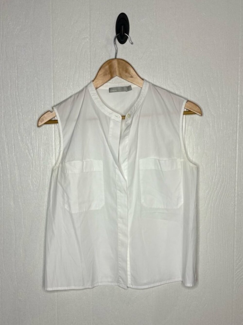 Vince Sleeveless Button Down Top with Split side